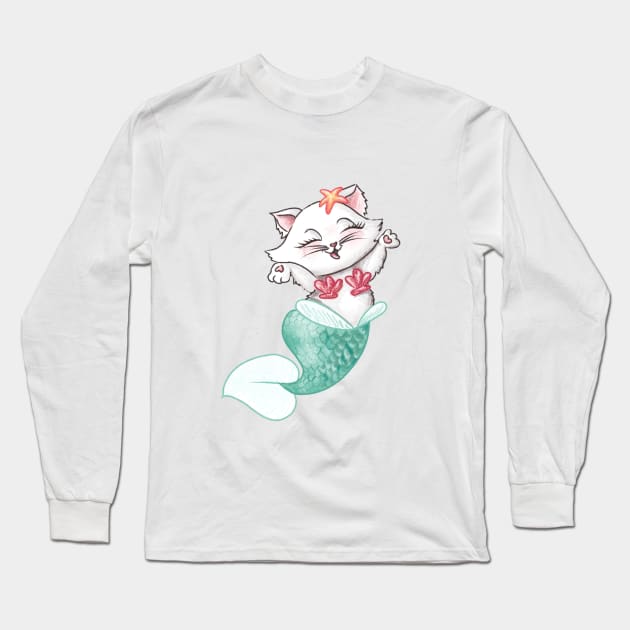 Cat mermaid Long Sleeve T-Shirt by ArtInPi